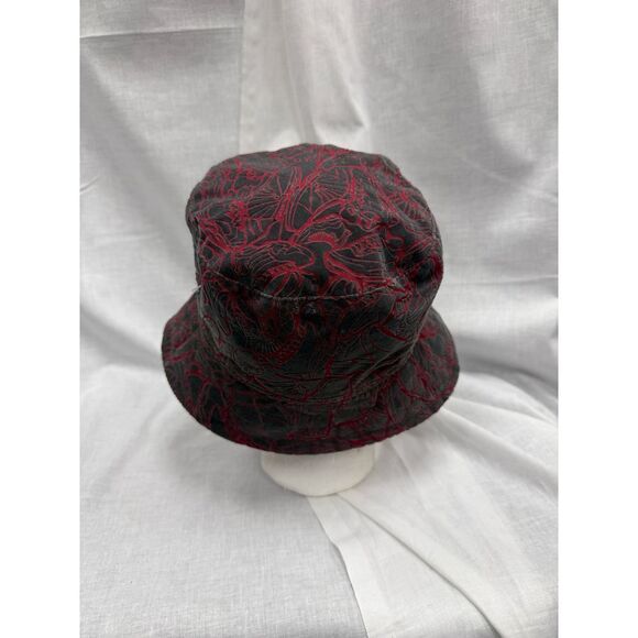 Air Jordan Retro Bucket Hat Black Red Abstract Pattern Streetwear Basketball - Picture 4 of 8